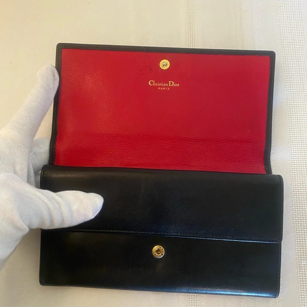 Authentic Christian Dior Black Leather Wallet